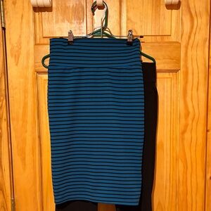 LuLaRoe Blue and Black Striped Pencil Skirt